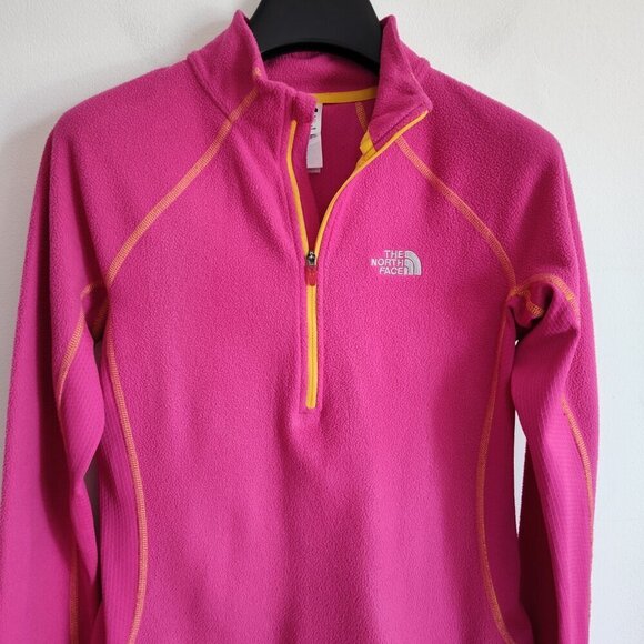 Ladies SZ S The North Face 1/2 Zip Pink Long-Sleeve Fleece Top - Picture 2 of 5